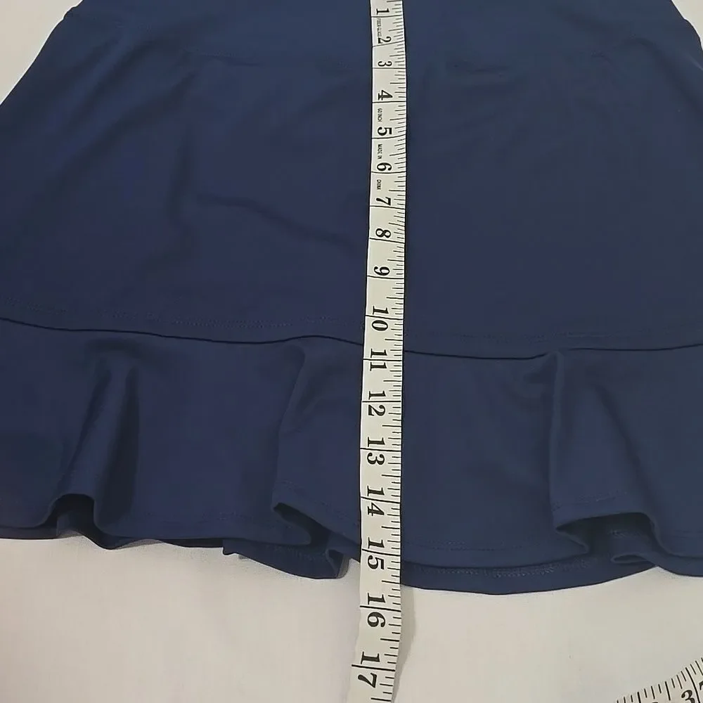 Tommy Bahama Navy blue pull on‎ athletic tulip skirt with shorts skort S
